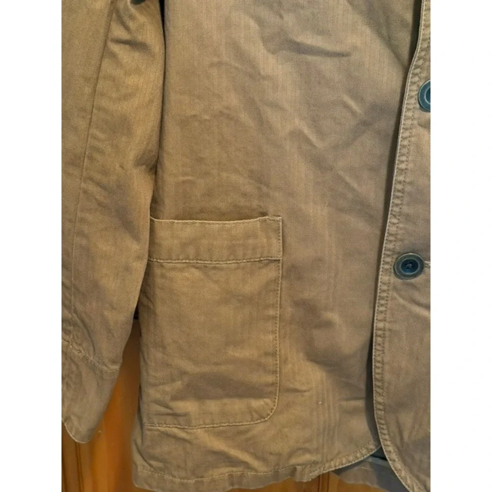 Levis Mens Khaki Tan Herringbone Cotton Chore Coat Shawl Collar Jacket Small - Picture 4 of 8
